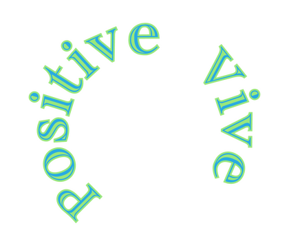 Positive Vive Positive Vive logo; the text is light green with light blue highlighting, and arrange in a circle, reading from left to right.